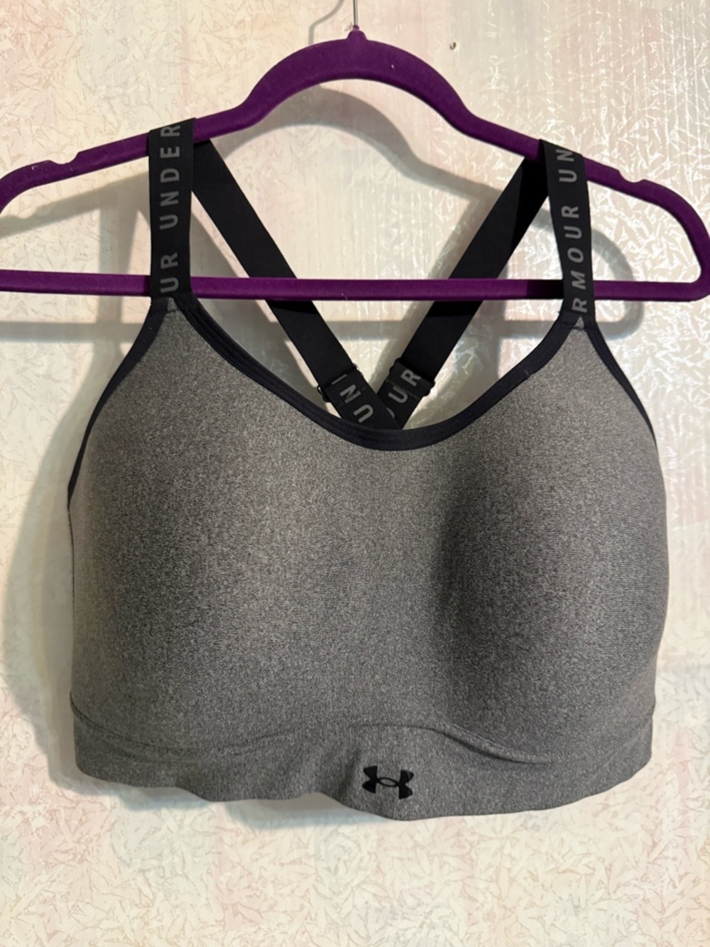 Under Armour Women's Charcoal Gray Crossback High-Support Sports Bra, Sz 1X